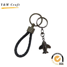 Special Design Metal Plane Keychain with Black PU